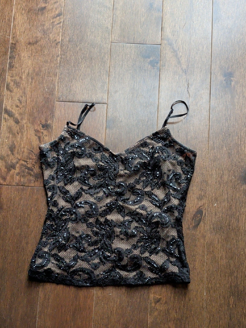 Cache Y2K Black Lace Sequin Camisole